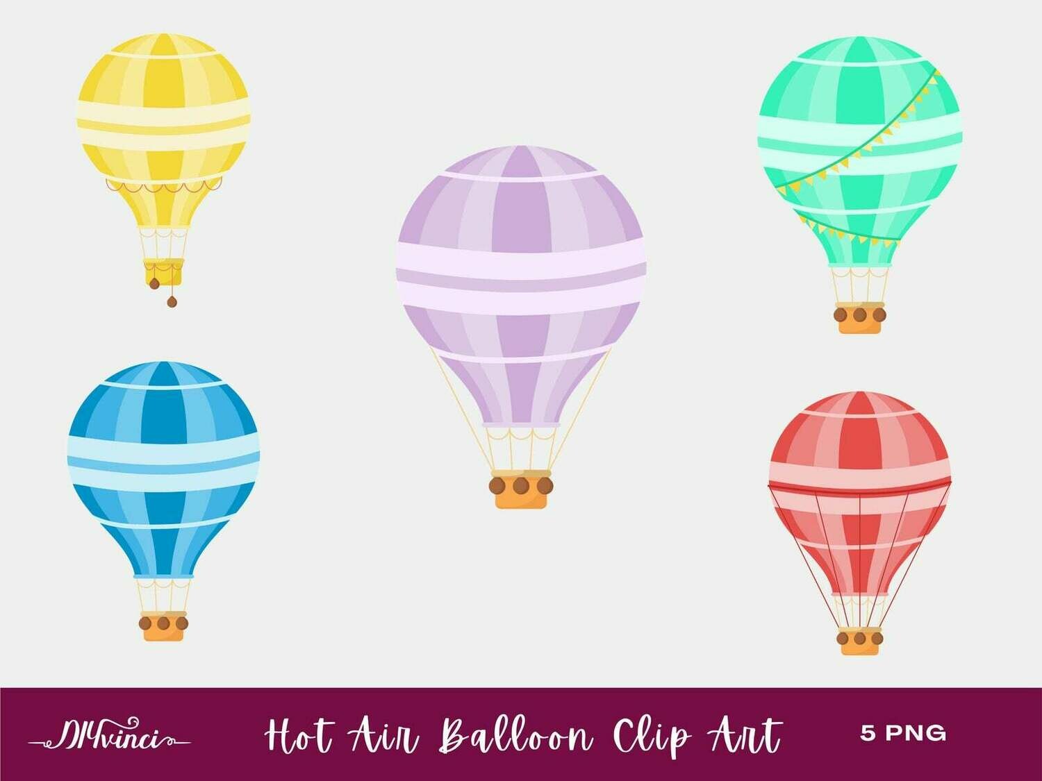 5 Hot Air Balloons Clip Art - PNG - Personal & Commercial Use 5 Hot Air Balloons Clip Art - PNG - Personal & Commercial Use