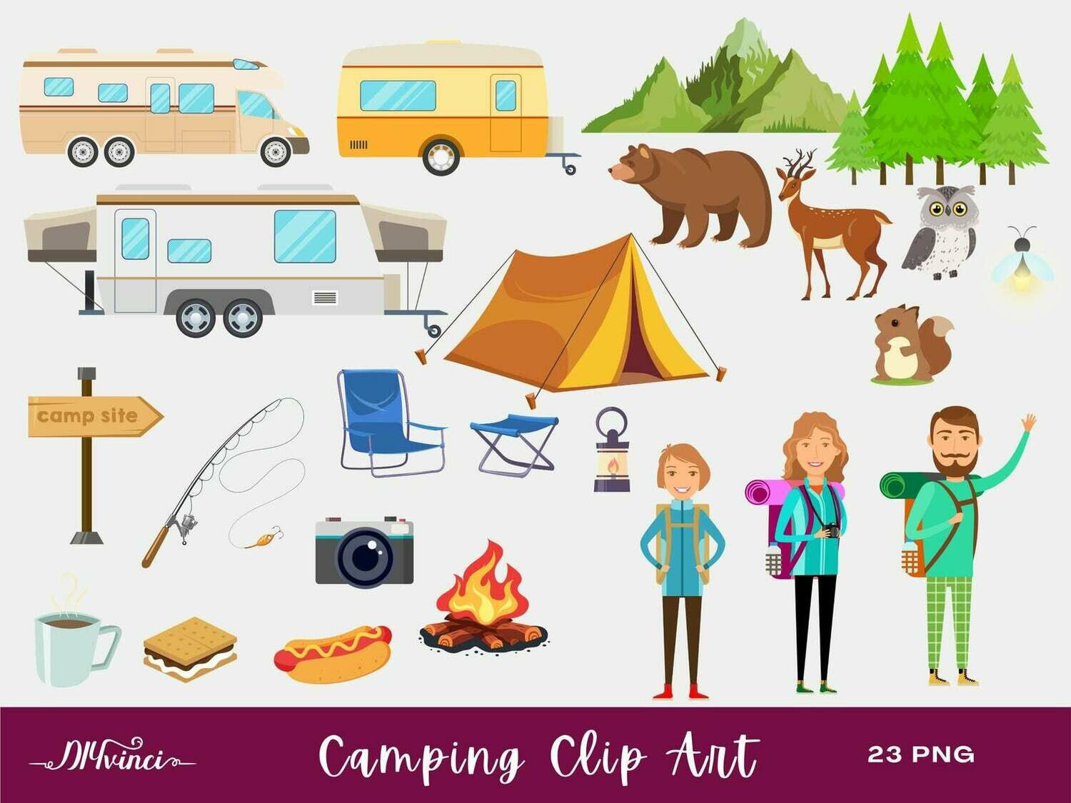 Camping Clip Art - 23 PNG - Personal & Commercial Use Camping Clip Art - 23 PNG - Personal & Commercial Use