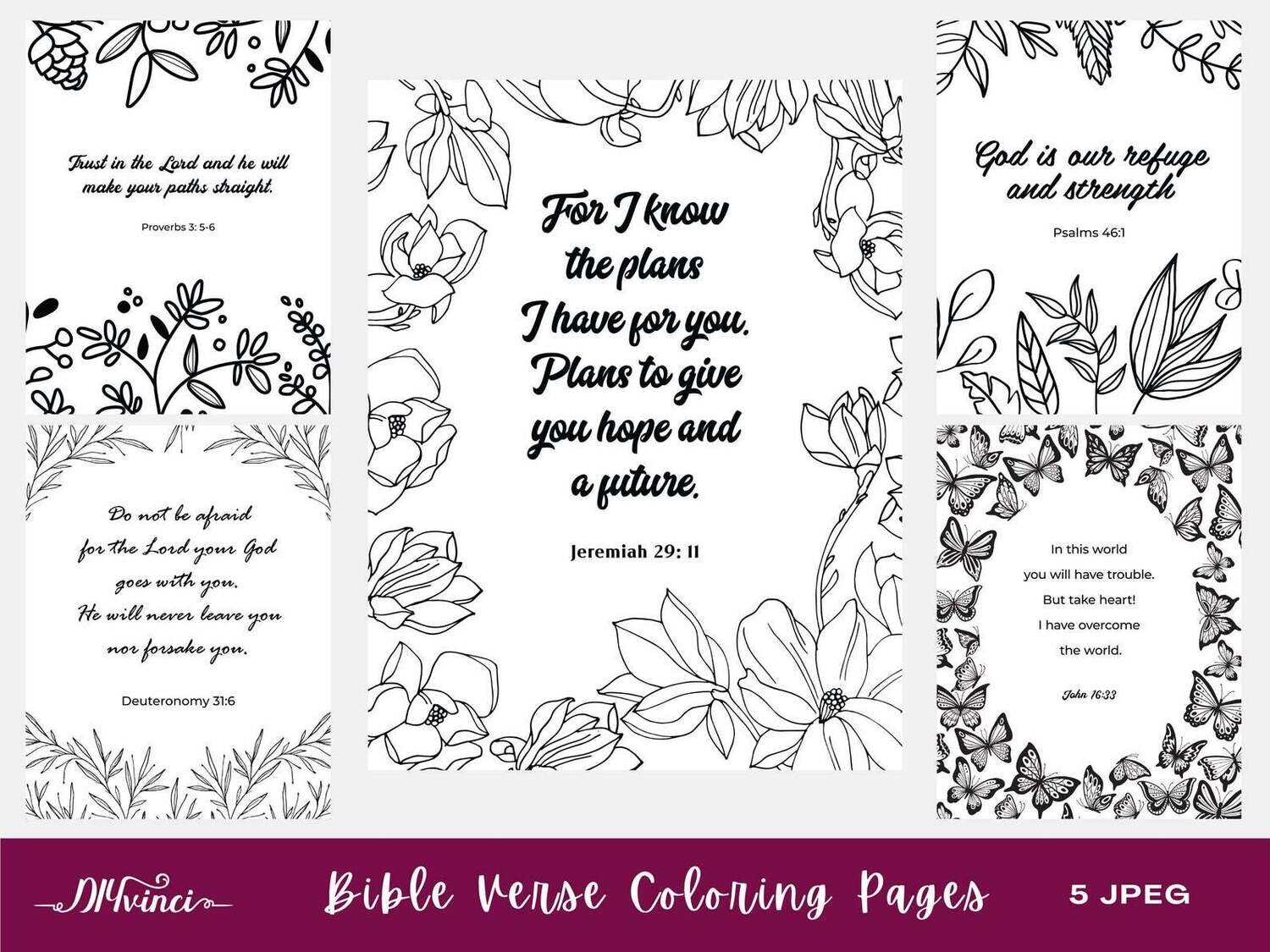 Printable Bible Verse Coloring Pages - 5 JPEG - Personal & Commercial Use Printable Bible Verse Coloring Pages - 5 JPEG - Personal & Commercial Use