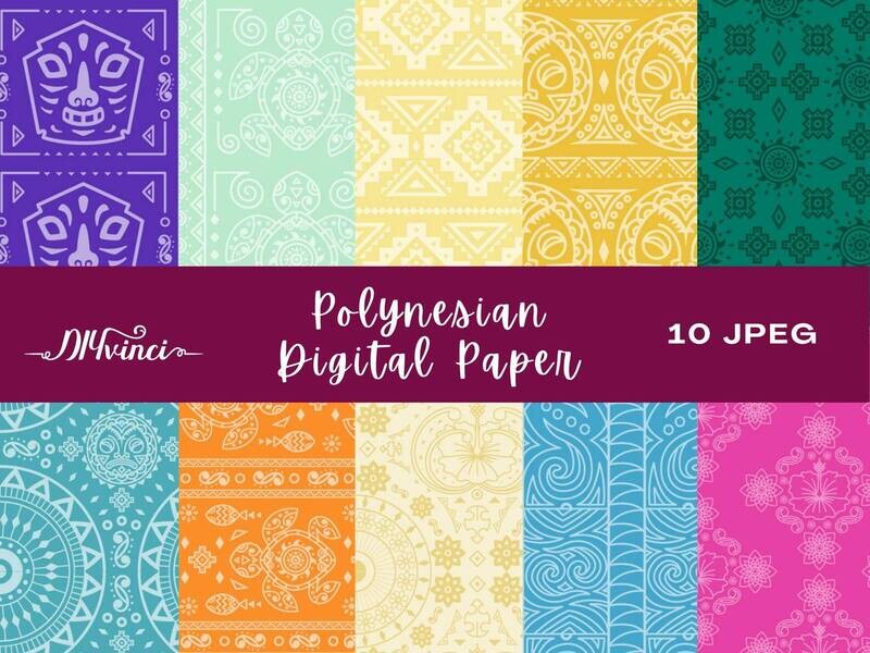 10 Seamless Polynesian Digital Paper Patterns - JPEG - Personal & Commercial Use