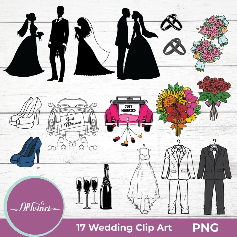 Wedding Clip Art - 17 PNG - Personal & Commercial Use