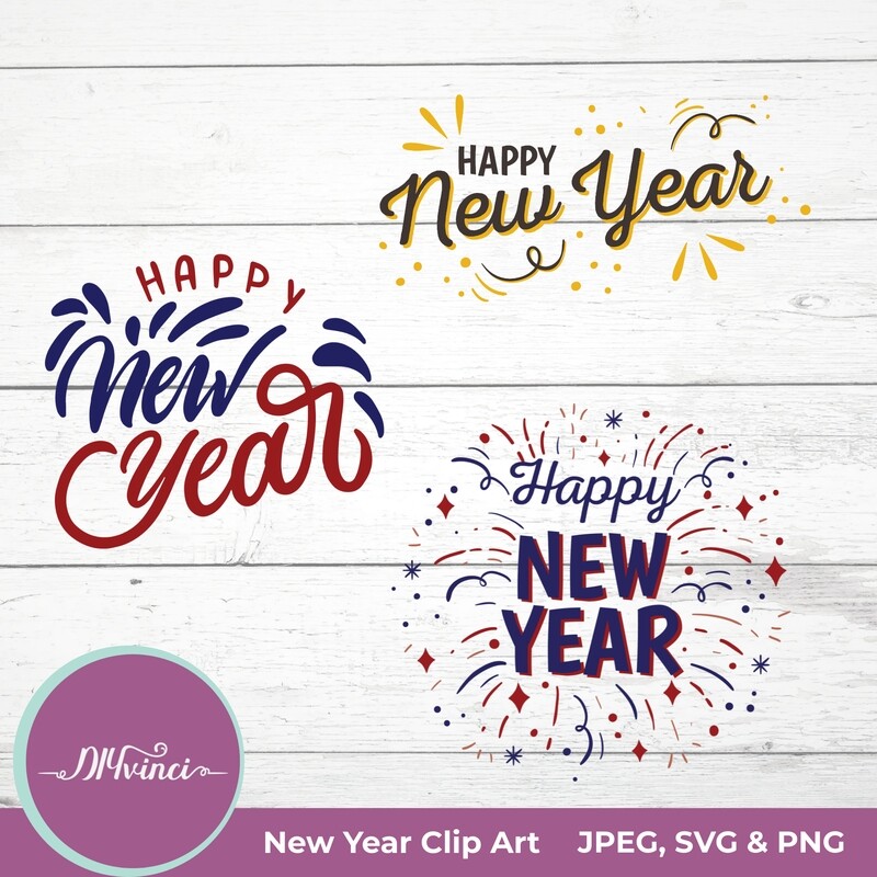 3 Happy New Year Graphics - SVG, PNG, JPEG - Personal & Commercial Use