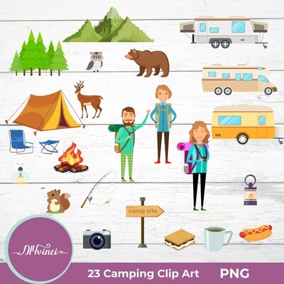 Camping Clip Art - 23 PNG - Personal & Commercial Use