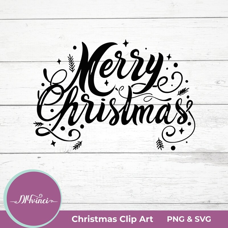 Merry Christmas Flourish Clipart Design - SVG & PNG - Personal and Commercial Use