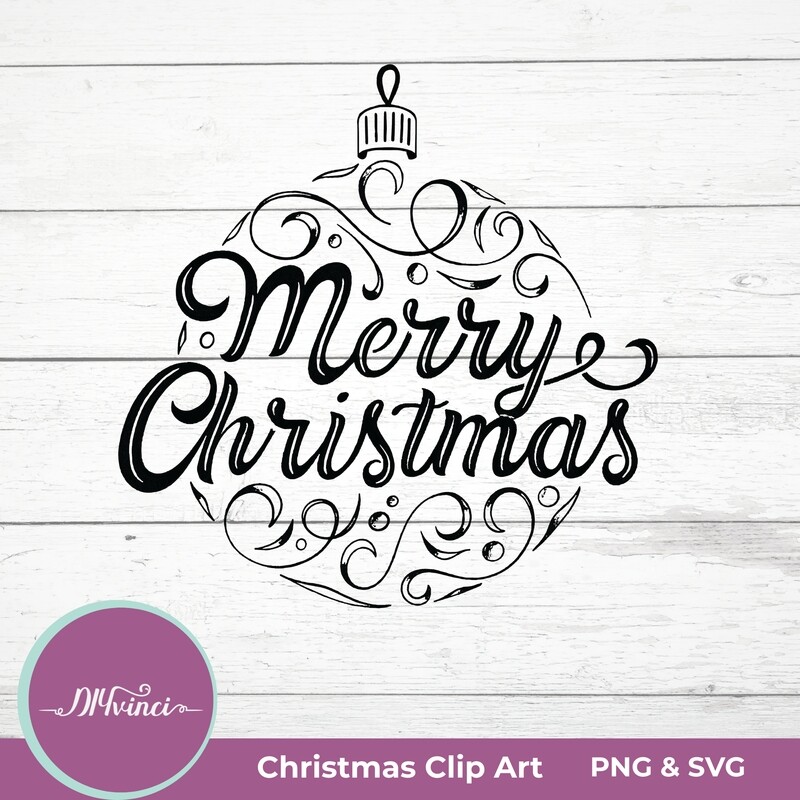 Merry Christmas Ornament Clipart Design - SVG & PNG - Personal and Commercial Use