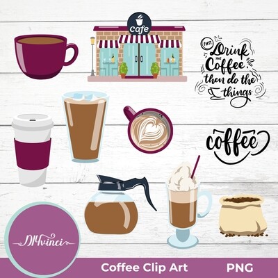 Coffee Clip Art - 10 PNG - 2 SVG - Personal & Commercial Use