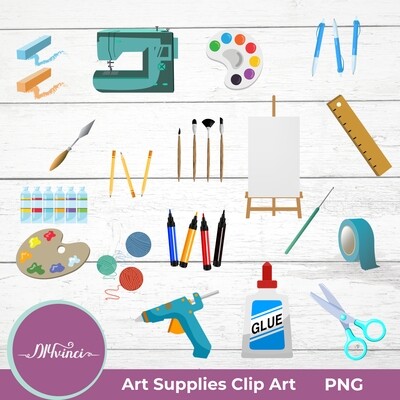 Art and Craft Supplies Clip Art - 18 PNG - Personal & Commercial Use