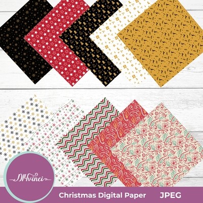 10 Seamless Christmas Digital Paper Patterns - JPEG - Personal & Commercial Use