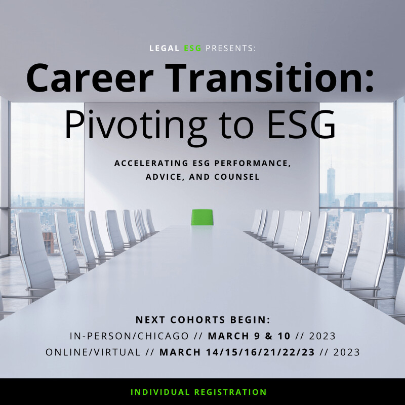 Career Transition: Pivoting to ESG - Individual Registration