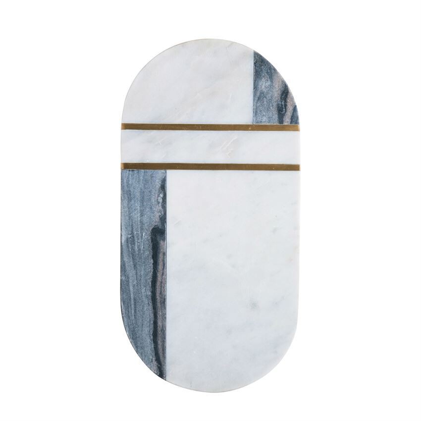 Blue + White Marble + Brass Inlay Cutting Board
