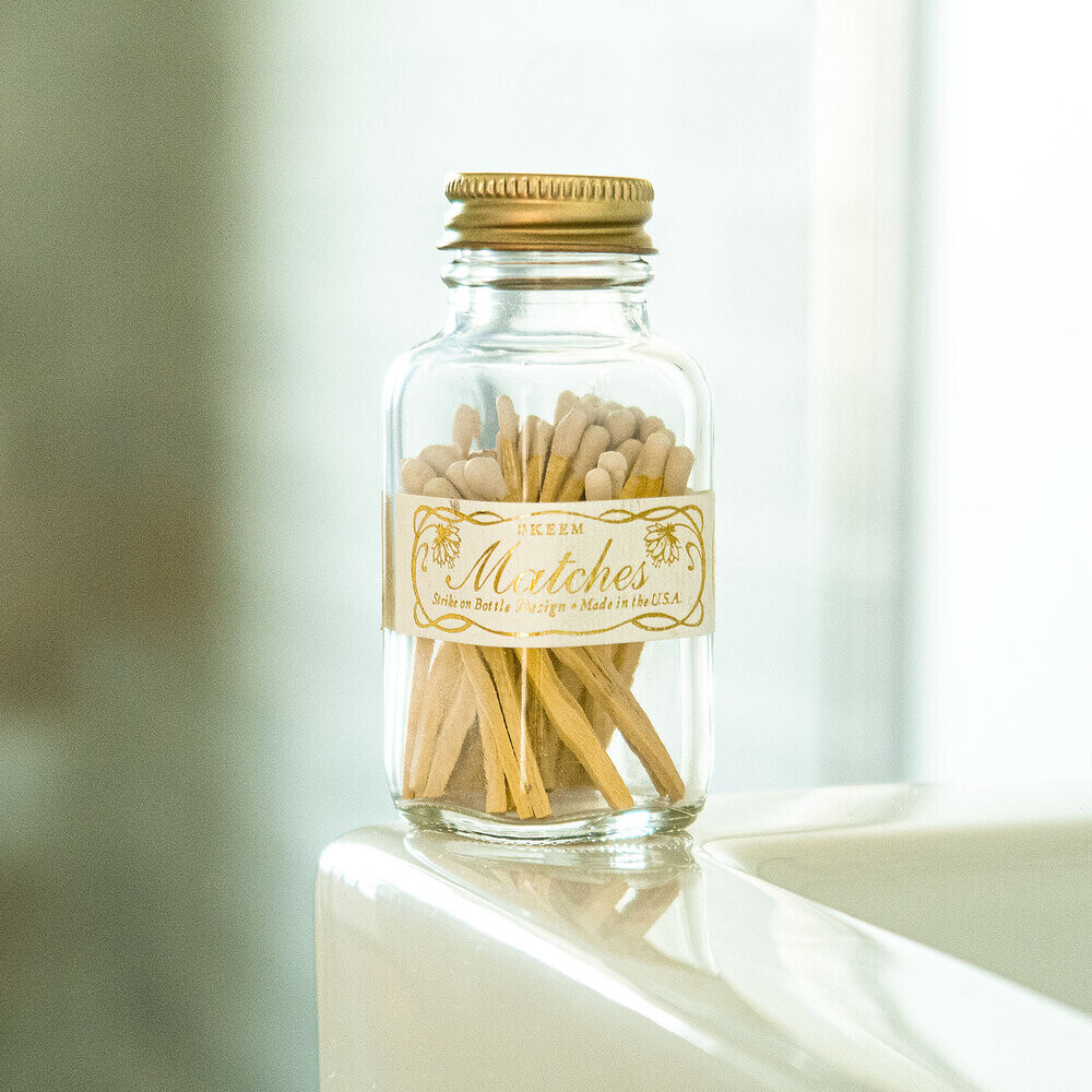 SKEEM DESIGN - Vintage white/gold match bottle