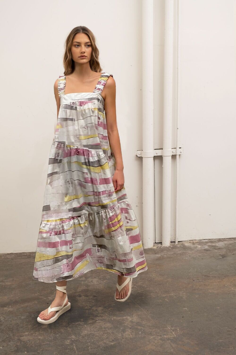 Moon River - Asymmetrical abstract tiered dress