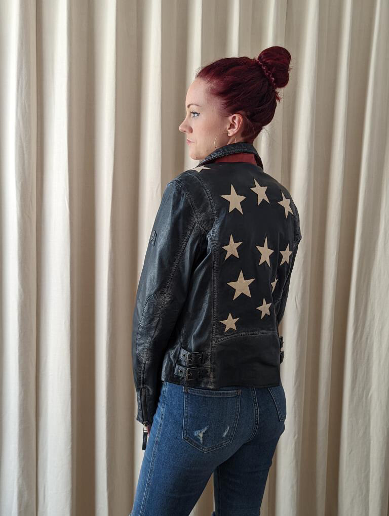 Mauritius - Christy Leather Jacket in Navy