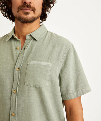 Marine Layer - Selvage Cotton Shirt in Faded Olive