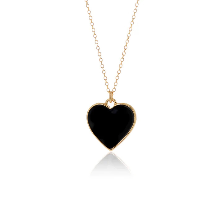 Becket + Quill - Black Enamel Heart Necklace