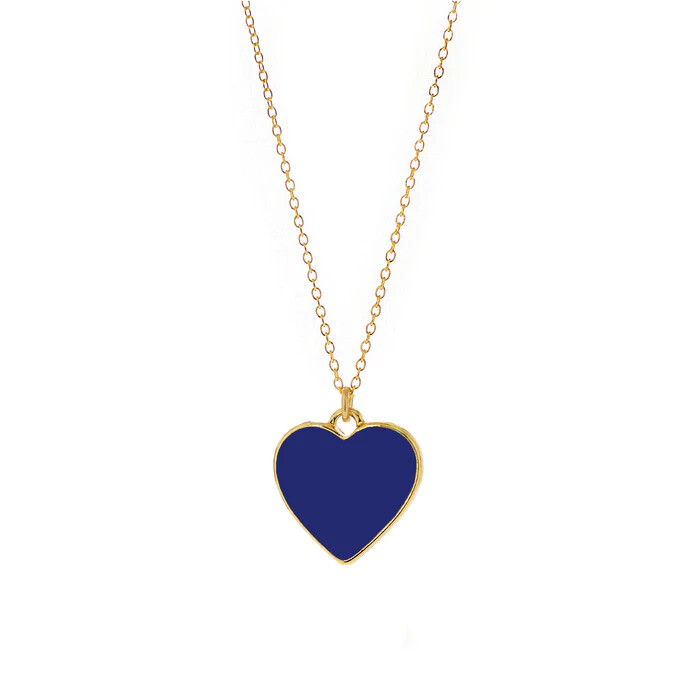 Becket + Quill - Navy Enamel Heart Necklace 