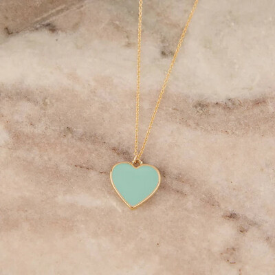 Becket + Quill - Turquoise  Enamel Heart Necklace