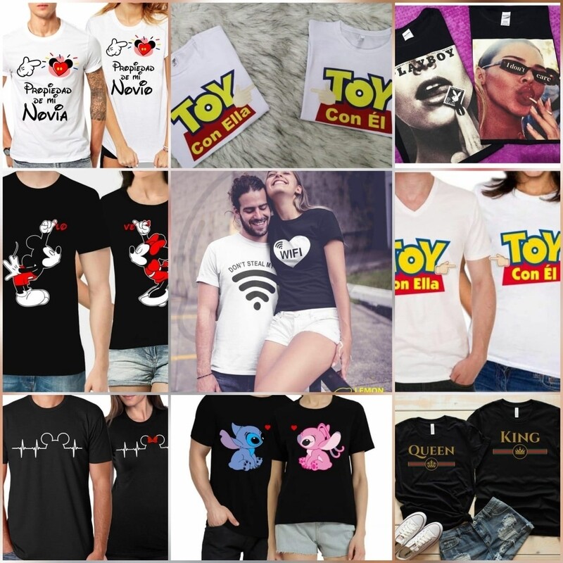 CAMISETAS EN PAREJA X 2 UNIDADES