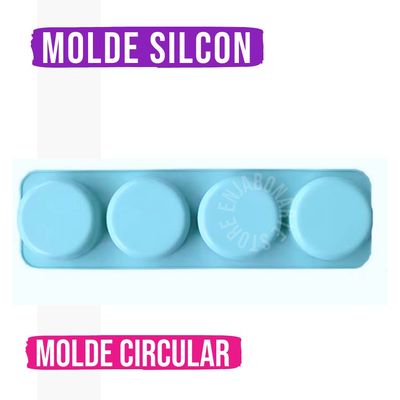 Molde Silicón - Circular liso 4 Cavidades 