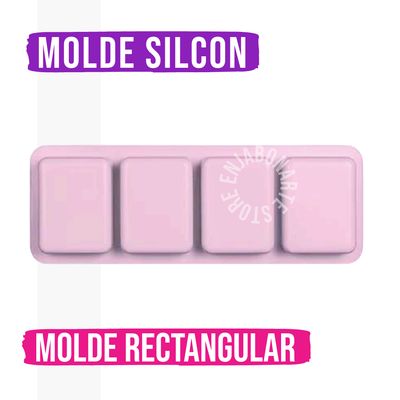 Molde Silicón - Rectangular liso 4 Cavidades 
