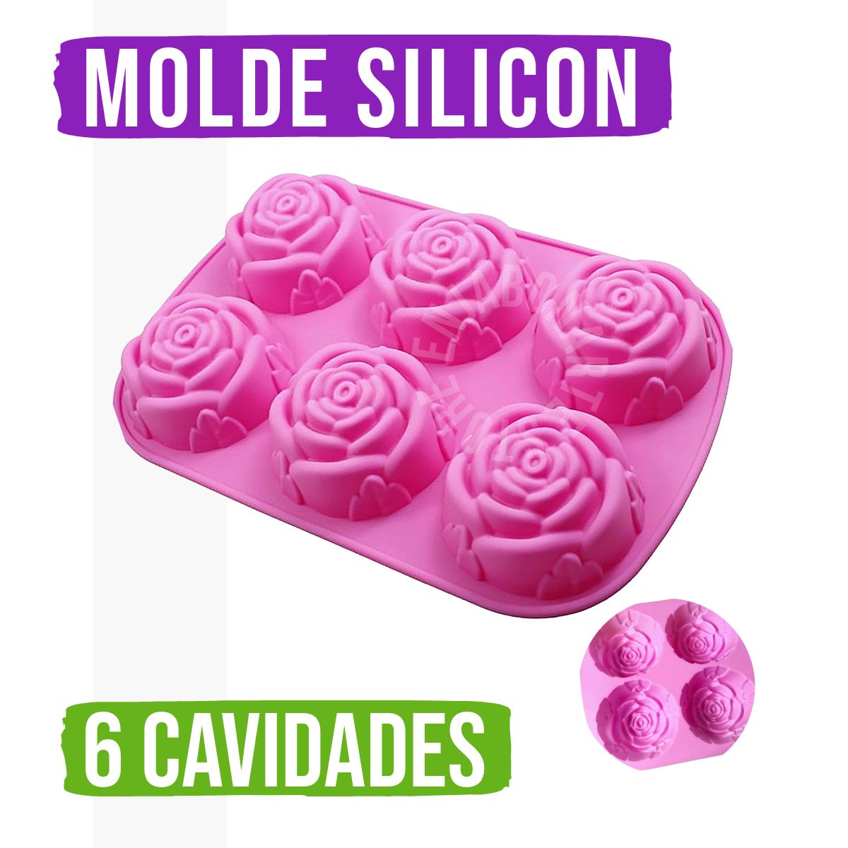 Molde Silicón - Rosas 6 Cavidades 80g