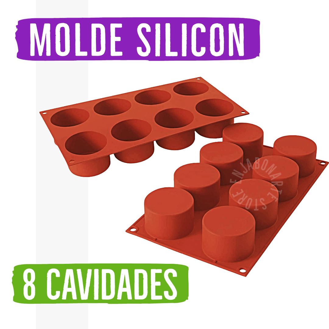 Molde Silicón - Circular liso 8 Cavidades 90g