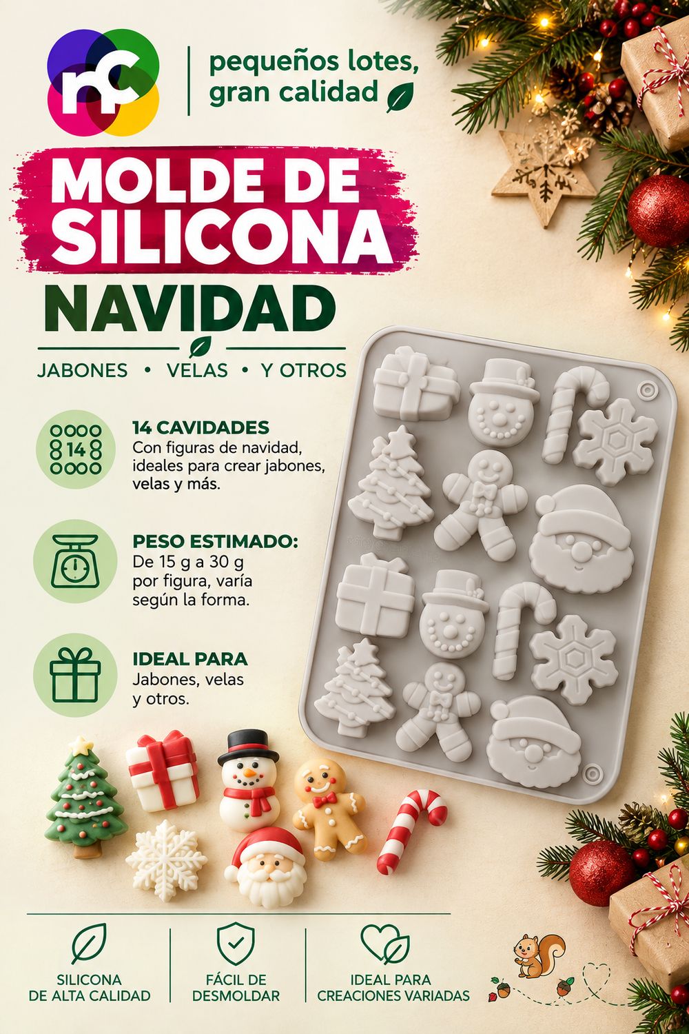 Molde Silicón - Navidad Figuras Varias