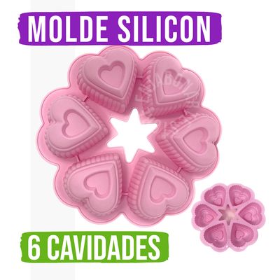 Molde Silicón CORAZÓN - 6 Cavidades