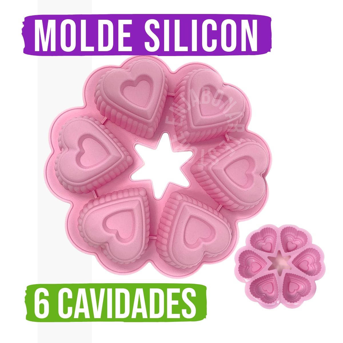 Molde Silicón CORAZÓN - 6 Cavidades