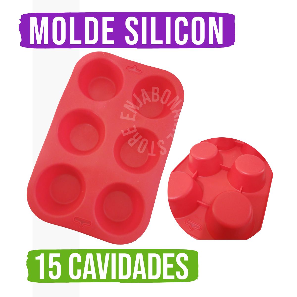 Molde Silicón - 6 Cavidades Circular (tipo cupcake) aprox 75g