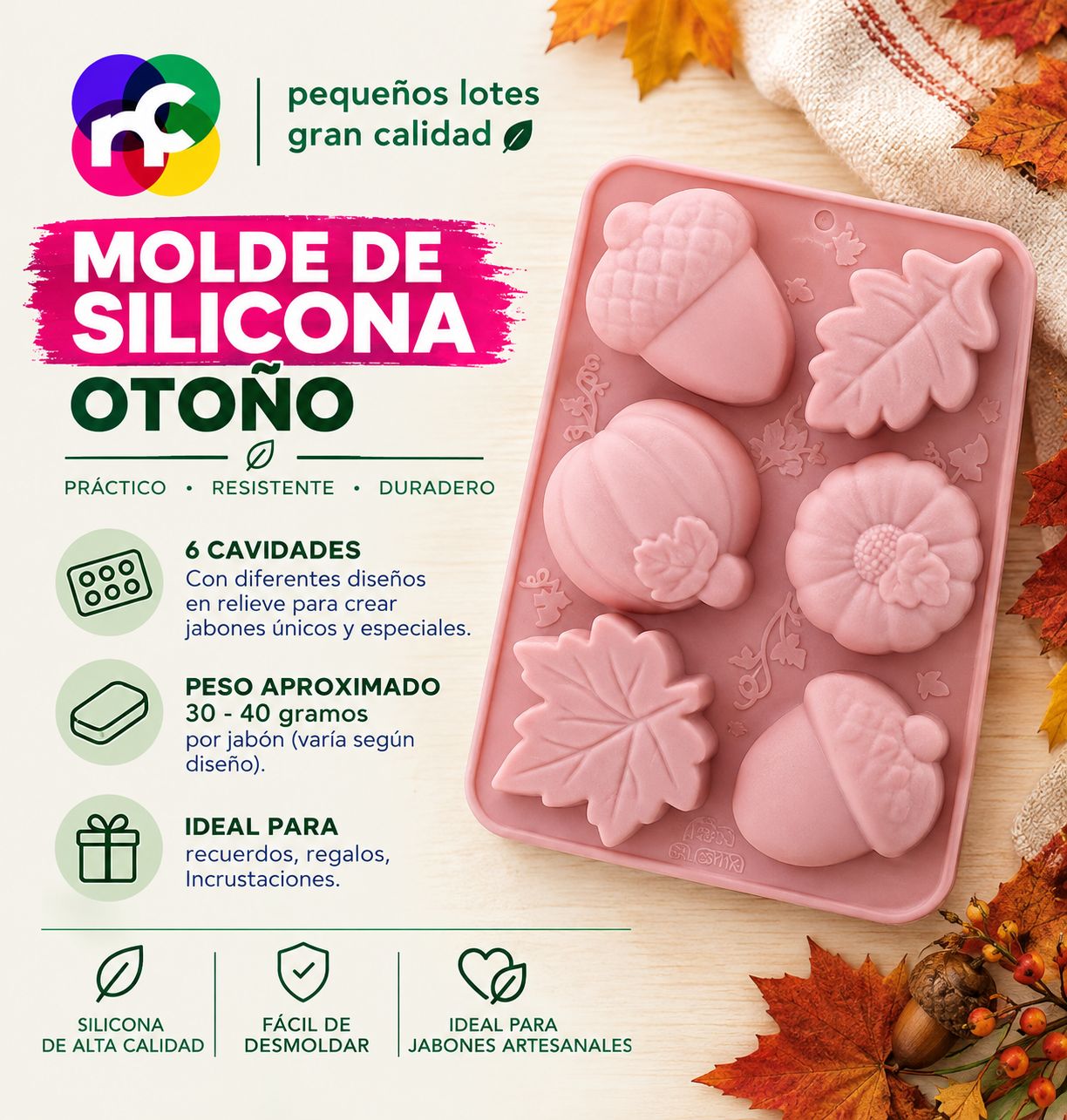 Molde Silicón - 6 Cavidades Otoño