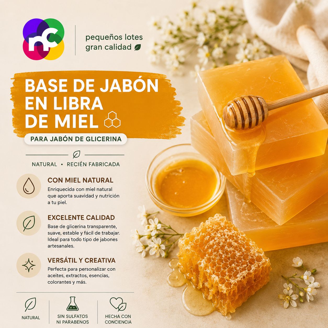 LIBRA de Base de Jabon de Glicerina MIEL