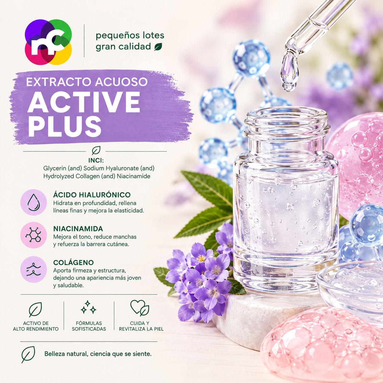 Extracto Activo PLUS - 15g (Niacinamida, Ácido Hialurónico y Colágeno)