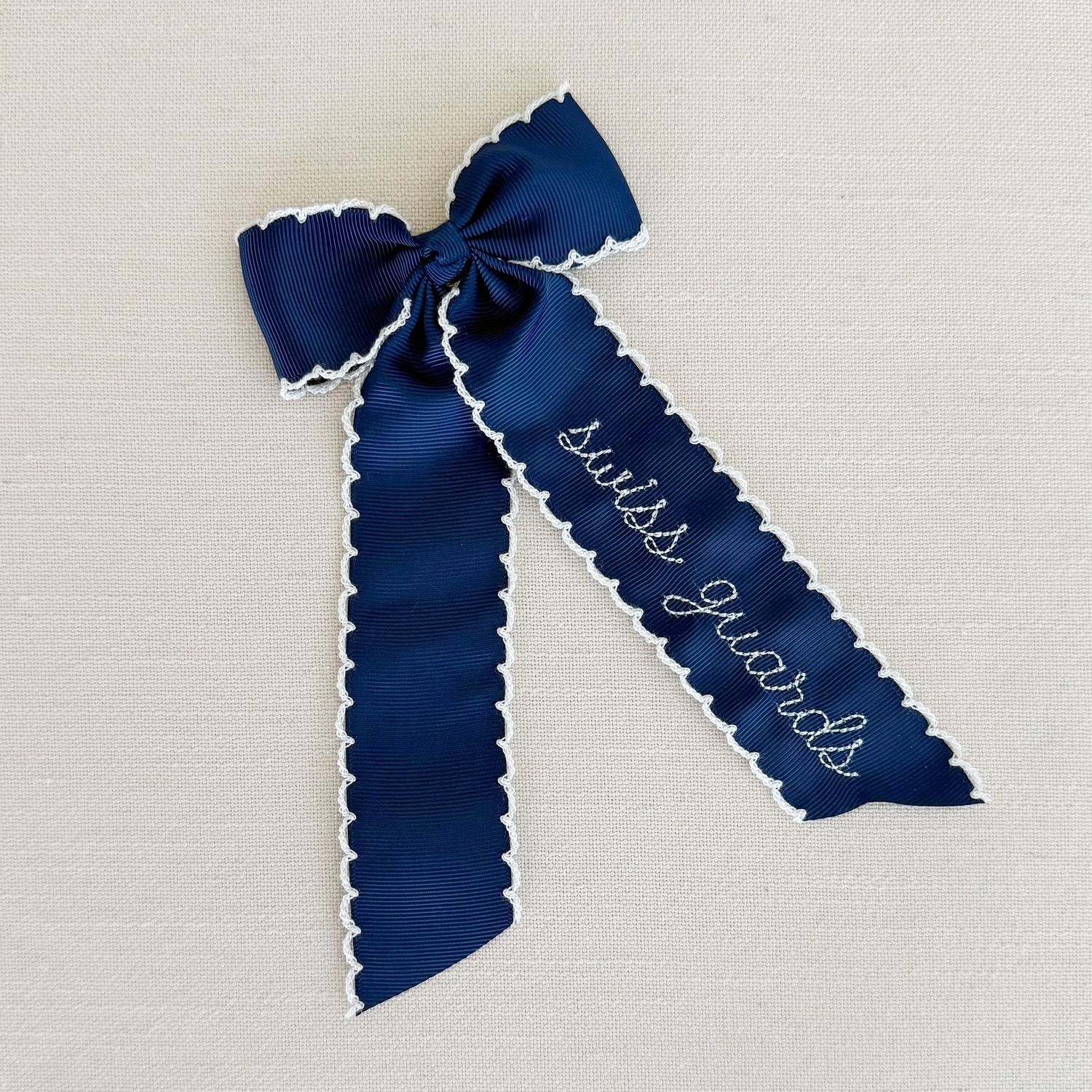 Navy &amp; White Moonstitch Bow