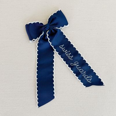 Navy &amp; White Moonstitch Bow