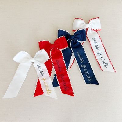 White Bow with Red Moonstitch