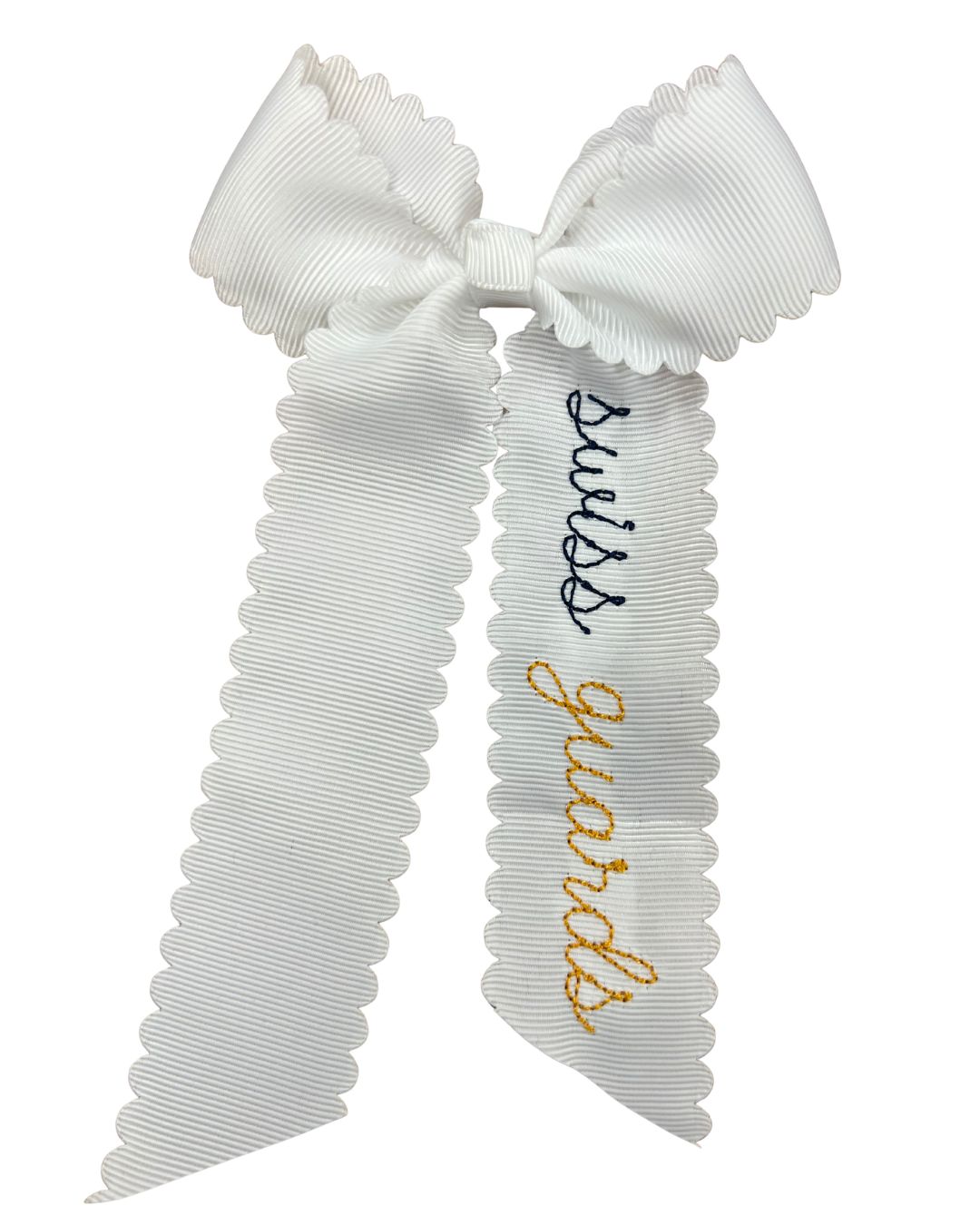 White Scalloped Edge Swiss Guards Bow