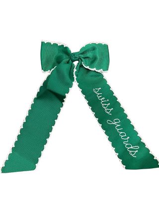 Green and White Moonstitch Swiss Guards Bow