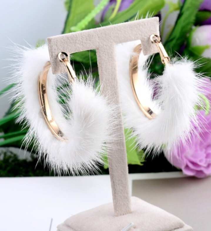 Plush Circle Mink Hair Earrings