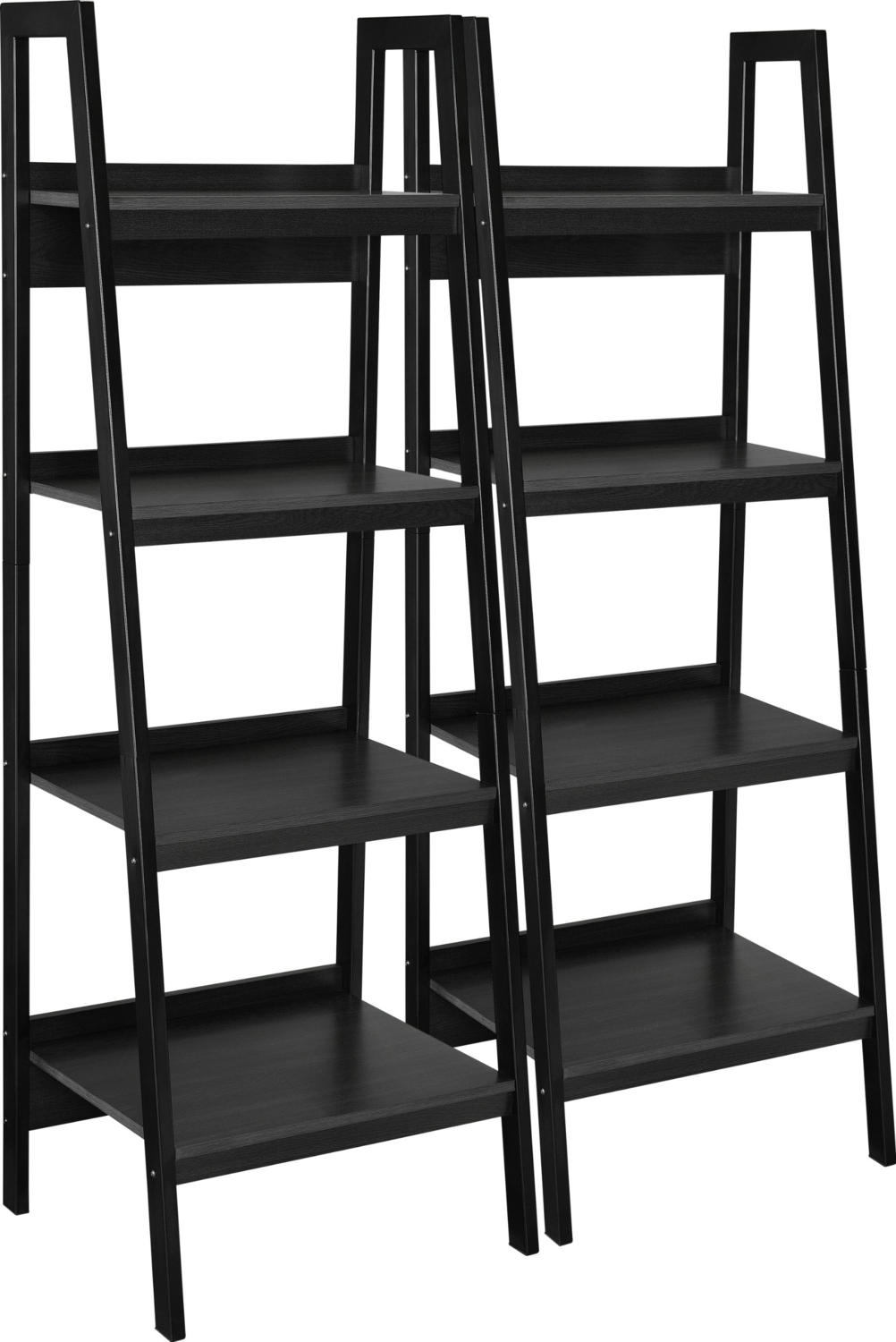 4 Shelf Ladder Bookcase Bundle, Black