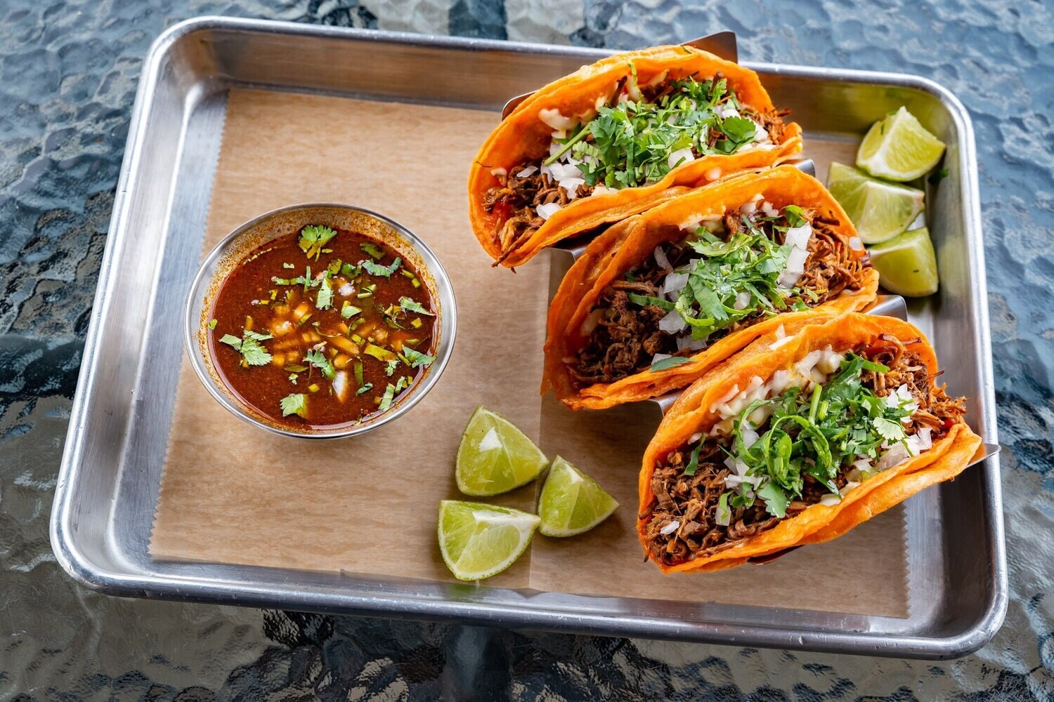 Quesabirria Tacos (3) w/Consome