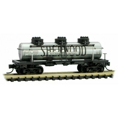 &#39;N&#39; 39&quot; 3 Dome Tank Car - Sherwood Refining Co #4553