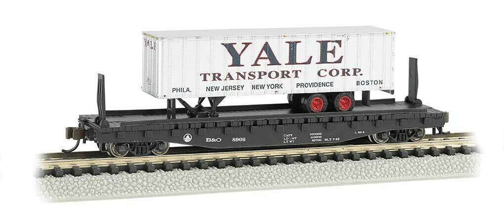 Bachmann &#39;N&#39; 52&#39;6&quot; Flat Car  ACL w/ Yale Trailer