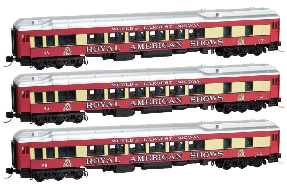 N Scale Heavyweight 12-1 Sleeper - Royal American Shows 3-Pack #s 53,54,55