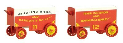 N Scale 15&#39; Closed Vintage Wagons Ringling Bros &amp; B&amp;B Circus 2/ pk. #11 &amp; 12