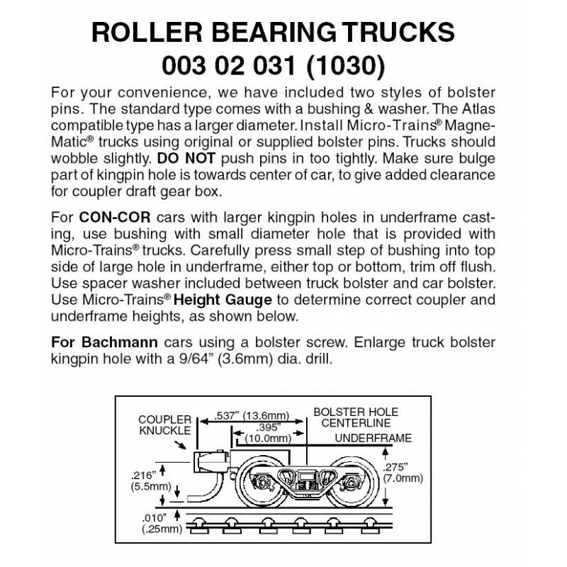 'N' Roller Bearing Trucks w/ short coupler