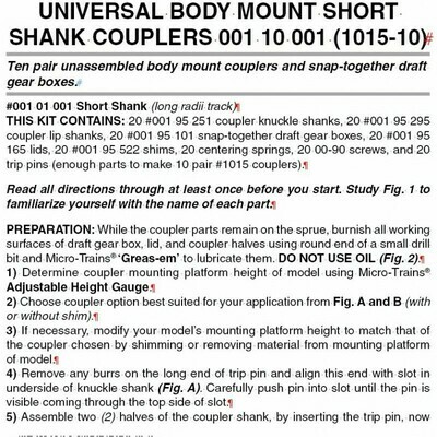 &#39;N&#39; Bulk Pack unassembled RDA body mount (1015) short shank couplers