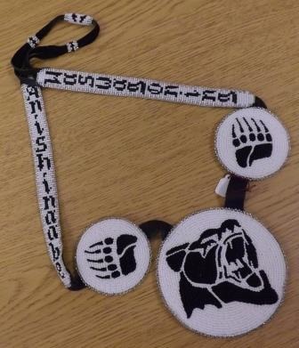 Black &amp; White Bear Beaded Medallion