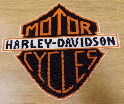 Large Beaded Harley Davidson Patch w/ Felt Backing