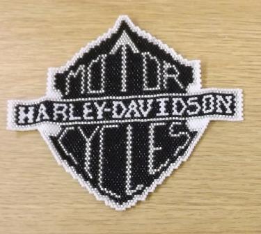 Beaded Harley Davidson Patch Black/White